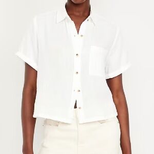 crinkle gauze loose button down shirt